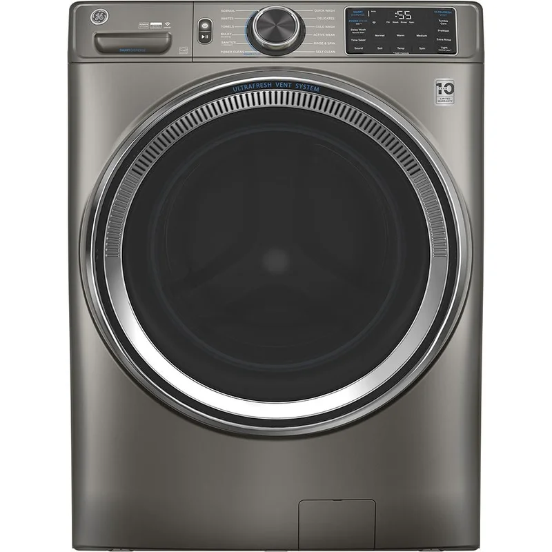 GE - 5.5 cu. Ft Front Load Washer in Satin Nickel - GFW650SPNSN Satin Nickel