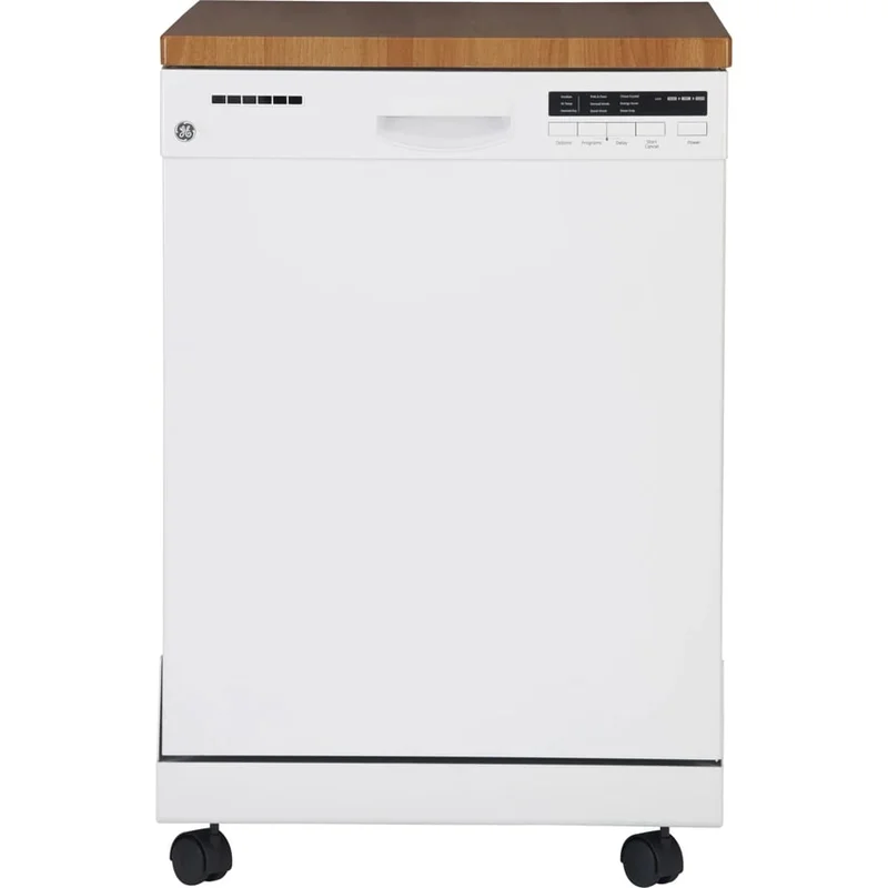 GE - 57 dBA Portable Dishwasher in White - GPF400SGFWW White
