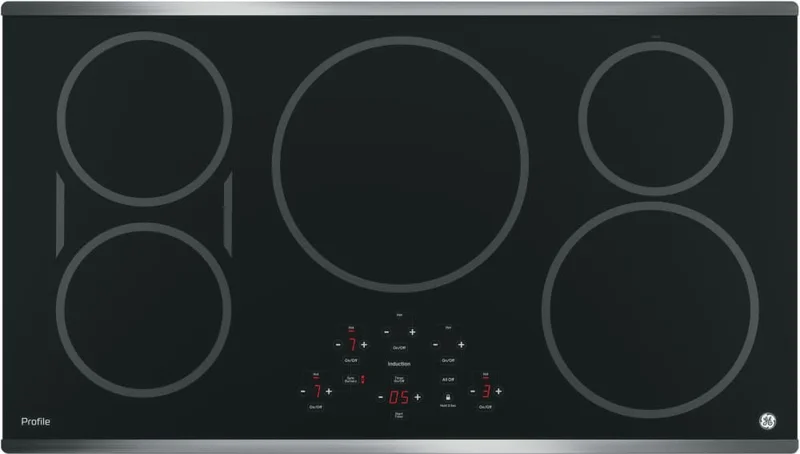 GE Profile - 25.98 inch wide Induction Cooktop in Black - PHP9036SJSS Black