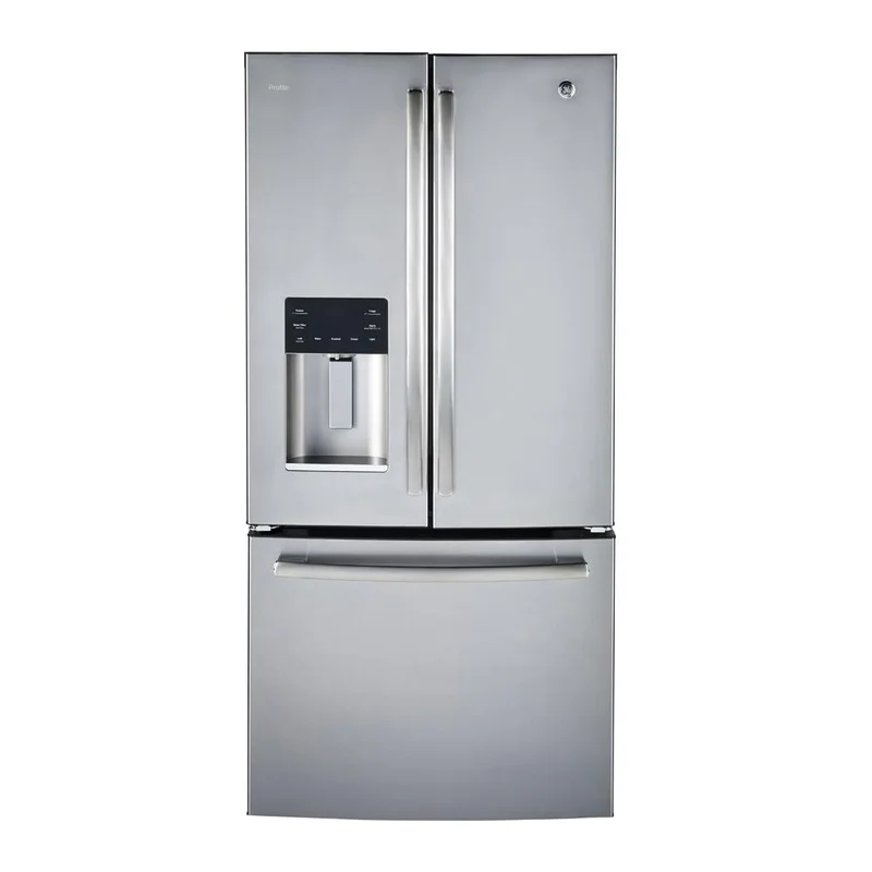 GE Profile - 32.75 Inch 17.5 cu. ft French Door Refrigerator in Stainless - PYE18HSLKSS Stainless