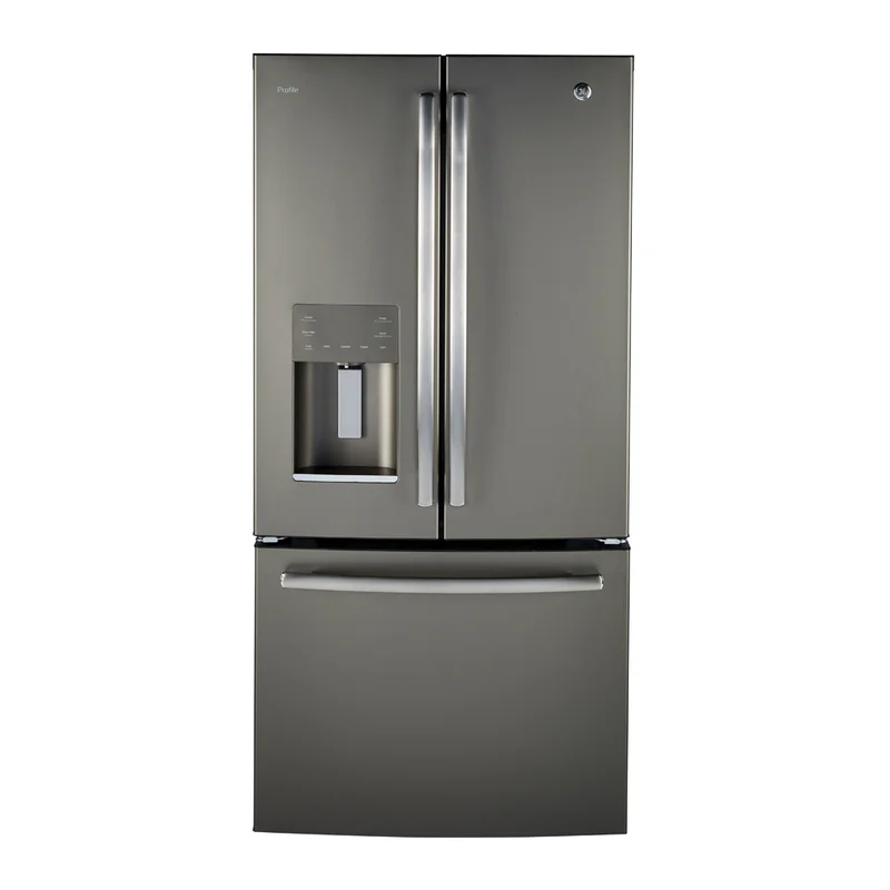 GE Profile - 32.75 Inch 23.5 cu. ft French Door Refrigerator in Grey - PFE24HMLKES Grey
