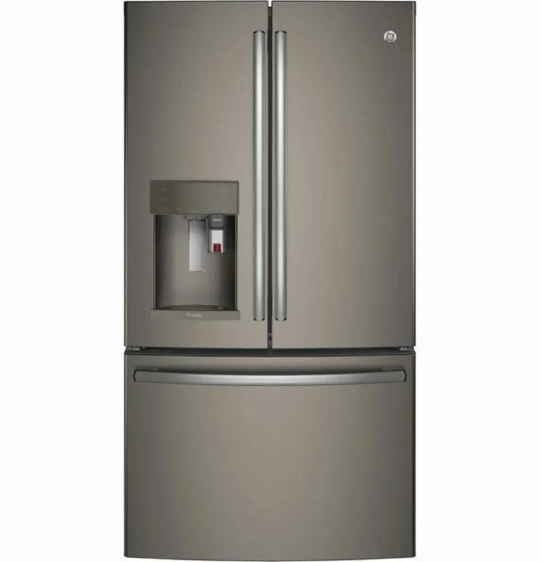 GE Profile - 35.75 Inch 22.2 cu. ft French Door Refrigerator in Grey - PYE22PMKES Grey