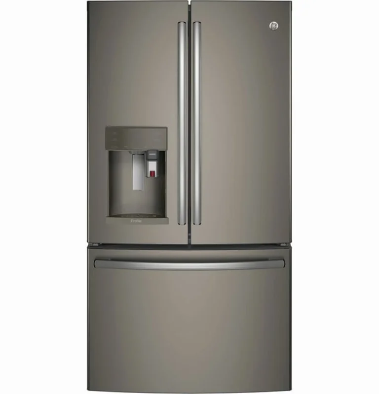 GE Profile - 35.75 Inch 27.7 cu. ft French Door Refrigerator in Grey - PFE28PMKES Grey