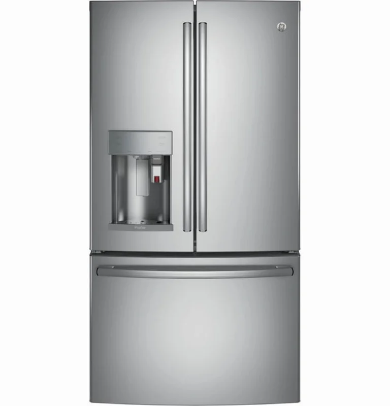 GE Profile - 35.75 Inch 27.7 cu. ft French Door Refrigerator in Stainless - PFE28PSKSS Stainless