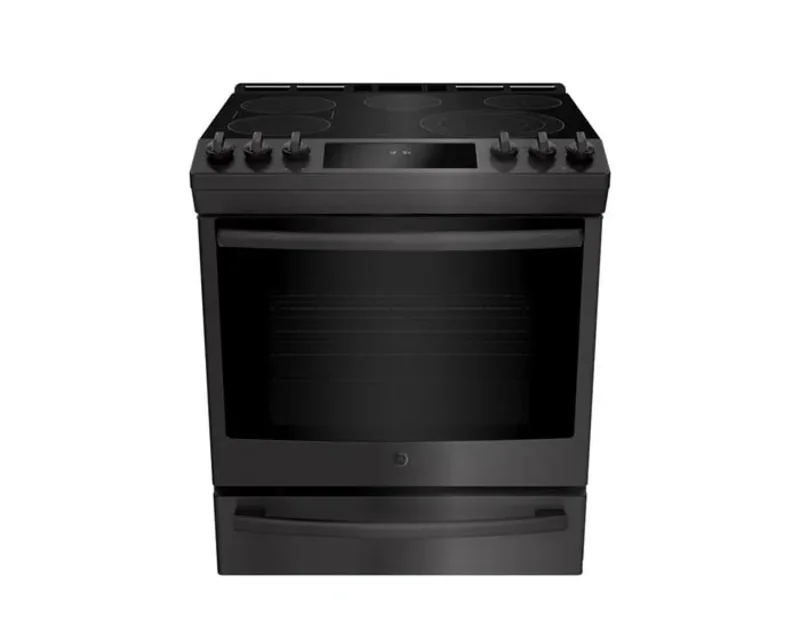 GE Profile - 5.3 cu. ft Electric Range in Black Stainless - PCS940BTMS Black Stainless