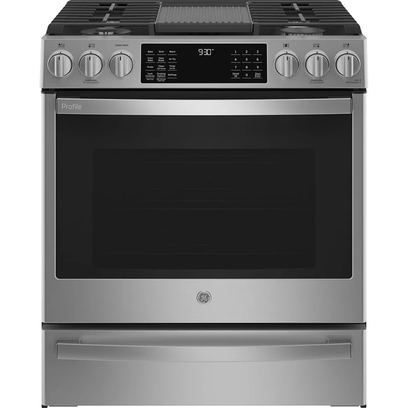 GE Profile - 5.6 cu. ft Gas Range in Stainless - PCGS930YPFS Stainless