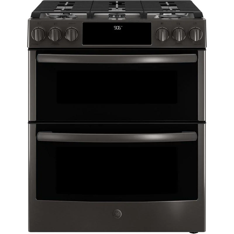 GE Profile - 6.7 cu. ft Gas Range in Black Stainless - PCGS960BELTS Black Stainless