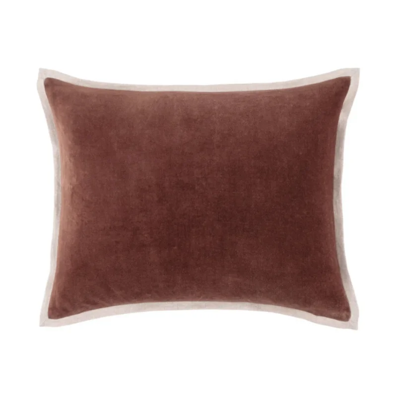 Gehry Velvet/Linen Decorative Pillow, Russet 16" Lumbar