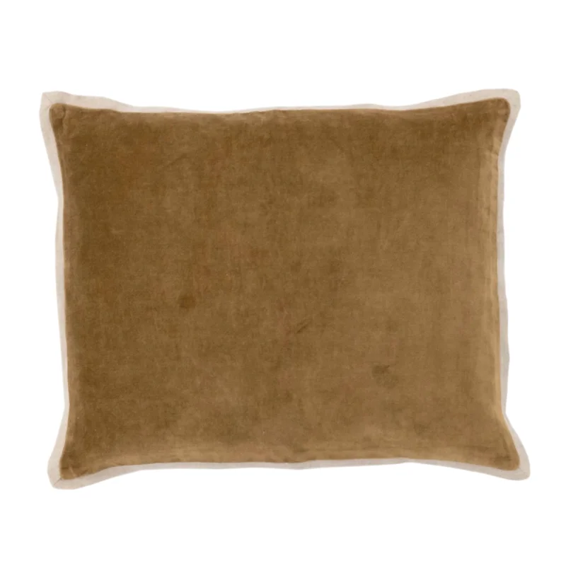 Gehry Velvet/Linen Decorative Pillow, Sand, 16" Lumbar