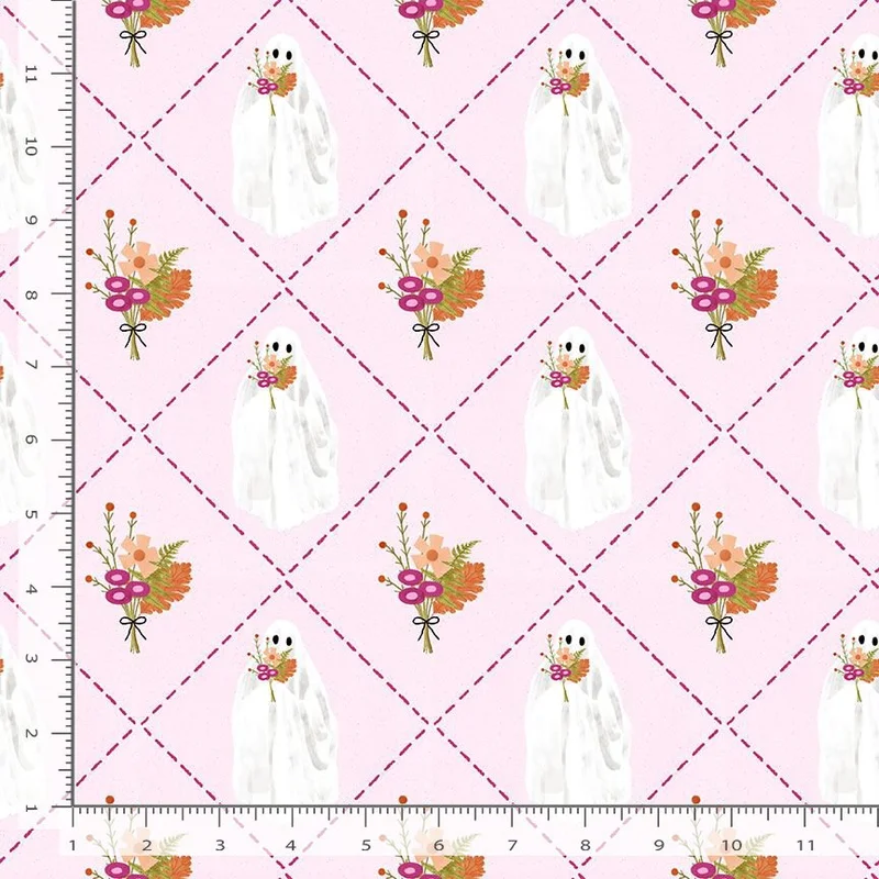 GHOULS NIGHT OUT: BOO-QUET-Pink (1/4 Yard)