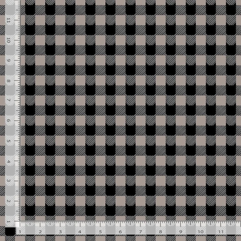 GHOULS NIGHT OUT: CAT PLAID-Pewter (1/4 Yard)