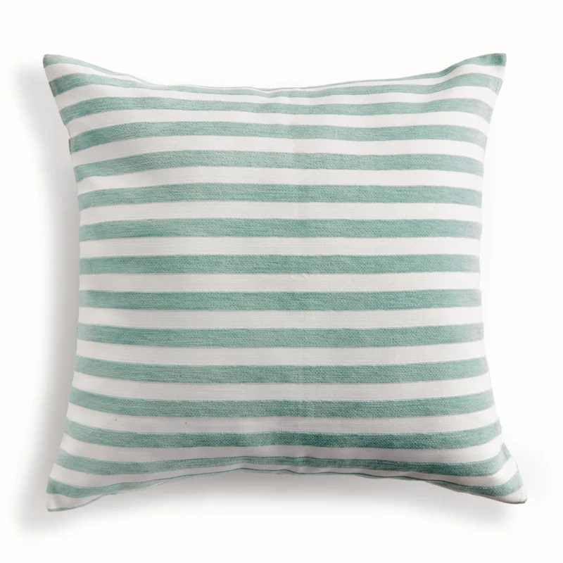 Gideon Square Indoor/Outdoor Pillow, Seafoam Stripe, 20" x 20"