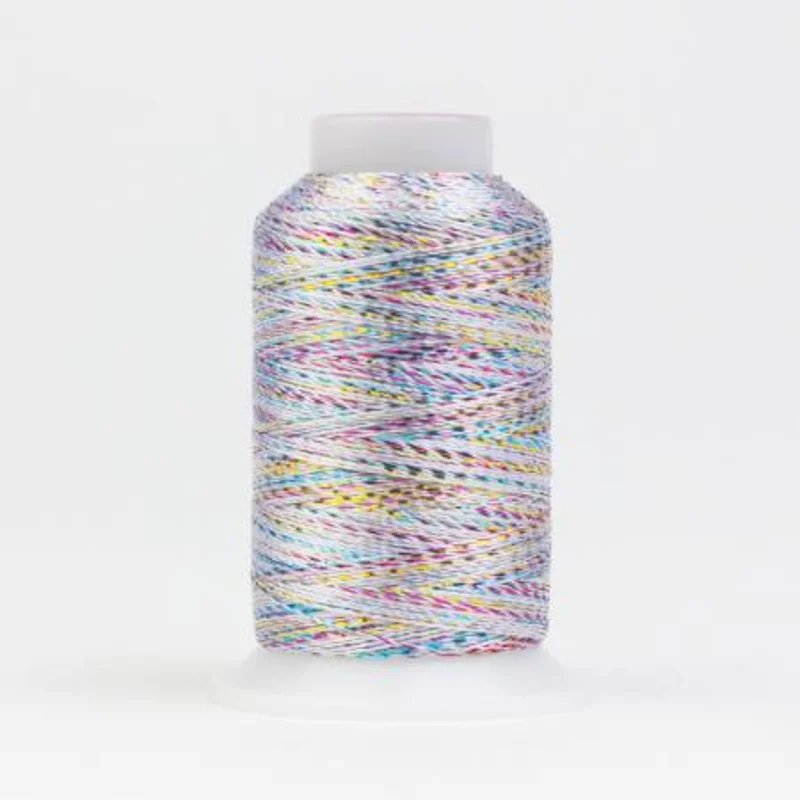 GLAMORE: 12wt Rayon Metallic 300yds-Multi-White 8201