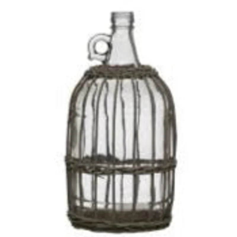 Glass Bottle in Woven Bamboo Sleeve