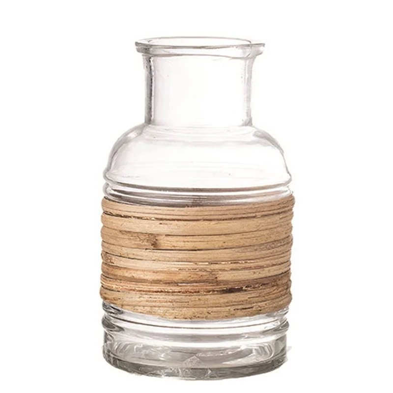 Glass Vase Wrapped with Rattan