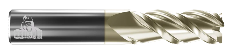 Gorilla 3 Flute Square End ZrN Coated End Mills, Inch, High Performance, Non-Ferrous, Made in USA