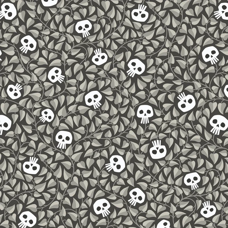 GOTHIC WHIMSY: Poison Ivy-Black/Gray (1/4 Yard)