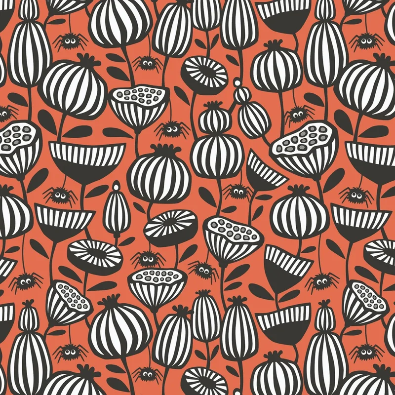GOTHIC WHIMSY: Spiders Garden-Red/Black (1/4 Yard)