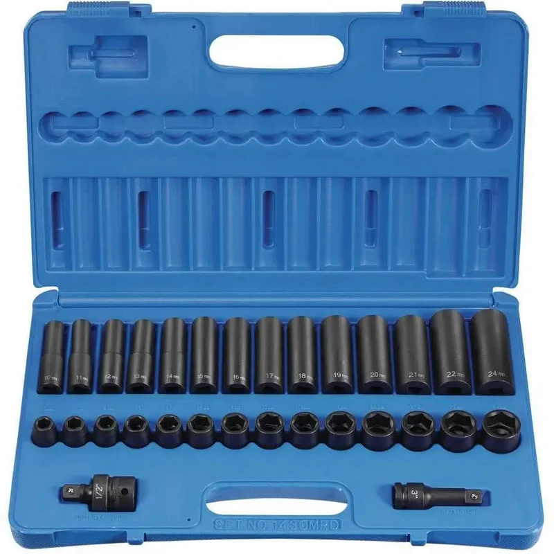 GP 1/2 in Drive Standard and Deep Metric Socket Set (30 Piece)