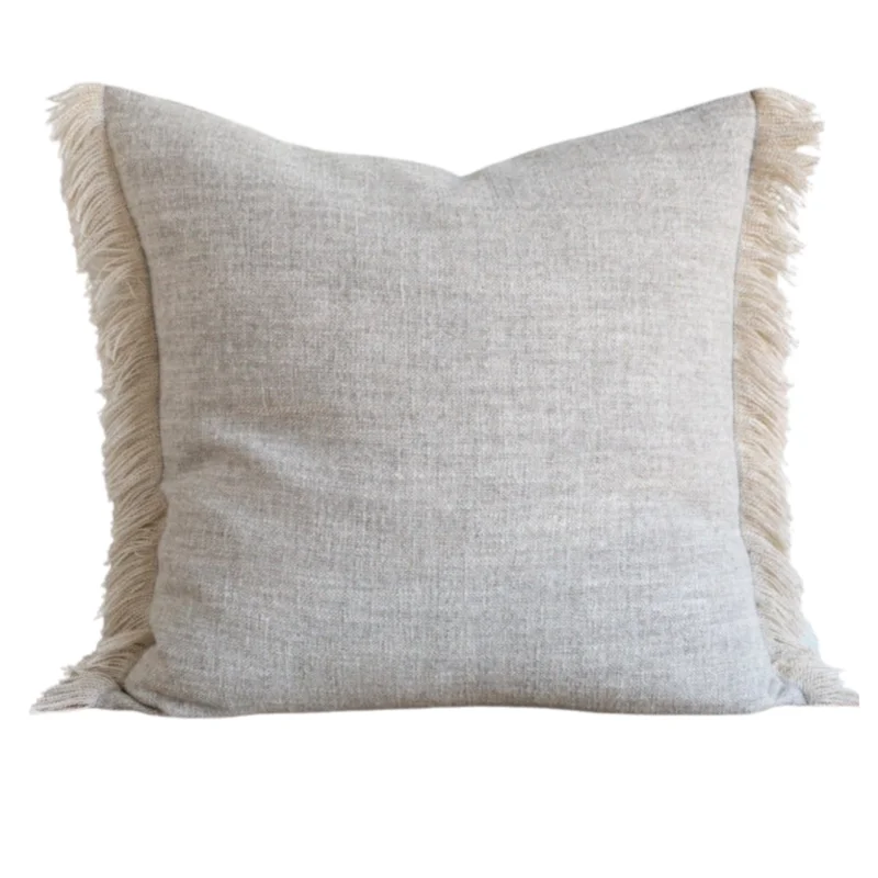 Gray Belgian Linen Fringe (Euro), 26" x 26"