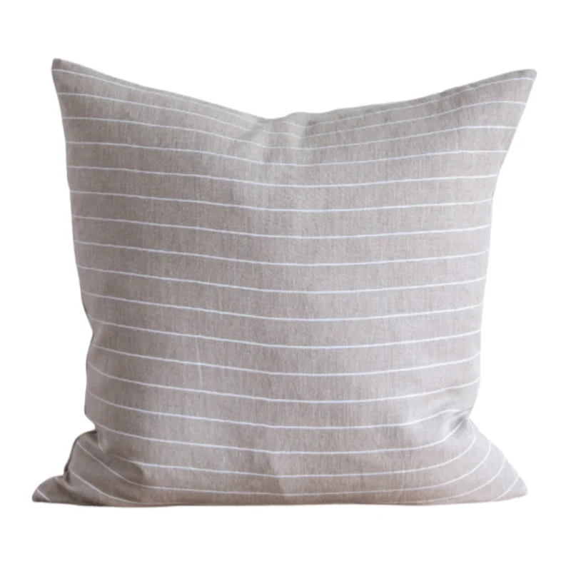 Grey Mini Stripe Indoor/Outdoor Pillow, 22" x 22"