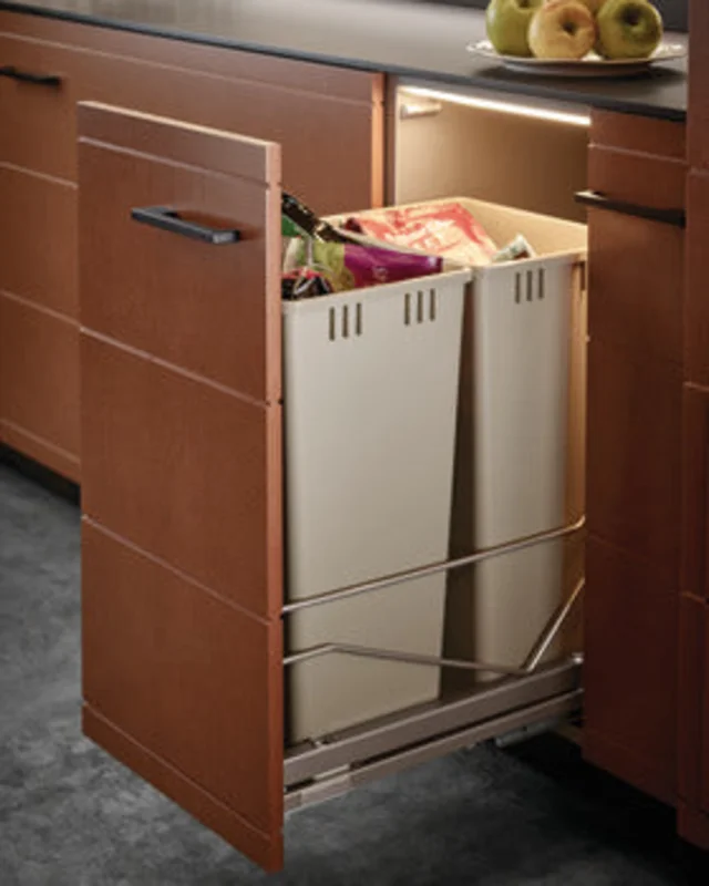 Hafele - Kitchen Organization - Waste Bins - Pull-Out Bottom Mount For 457mm (18") Cabinets Kessebhmer