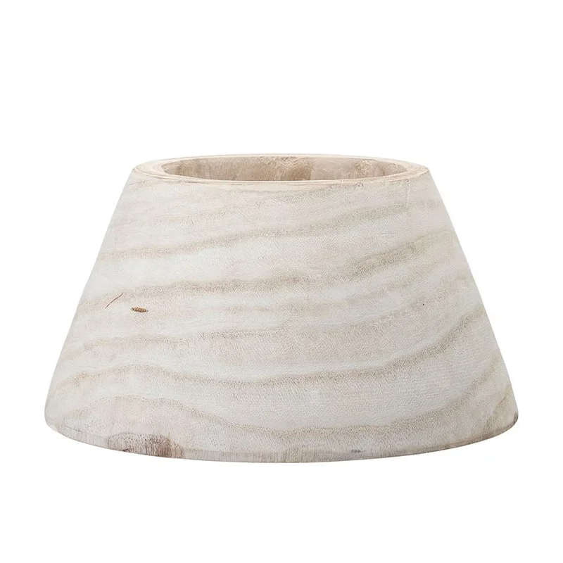 Hand-Carved Paulownia Wood Planter, Whitewashed