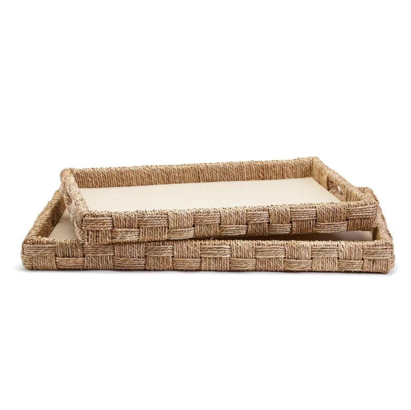 Hand-Crafted Sea Grass and Rattan Oversized Decorative Tray, 2 Sizes, Sold Separately