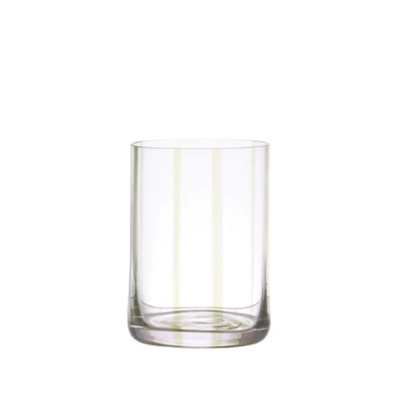 Hand-Painted Drinking Glass w/ Stripes, 12 oz, Yellow