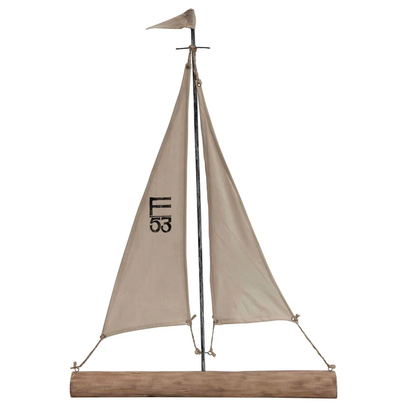 Hand Painted Mango Wood & Metal Decorative Ship