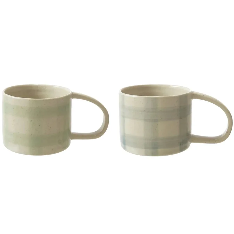 Hand-Painted Stoneware Mug, 2 Colours Green