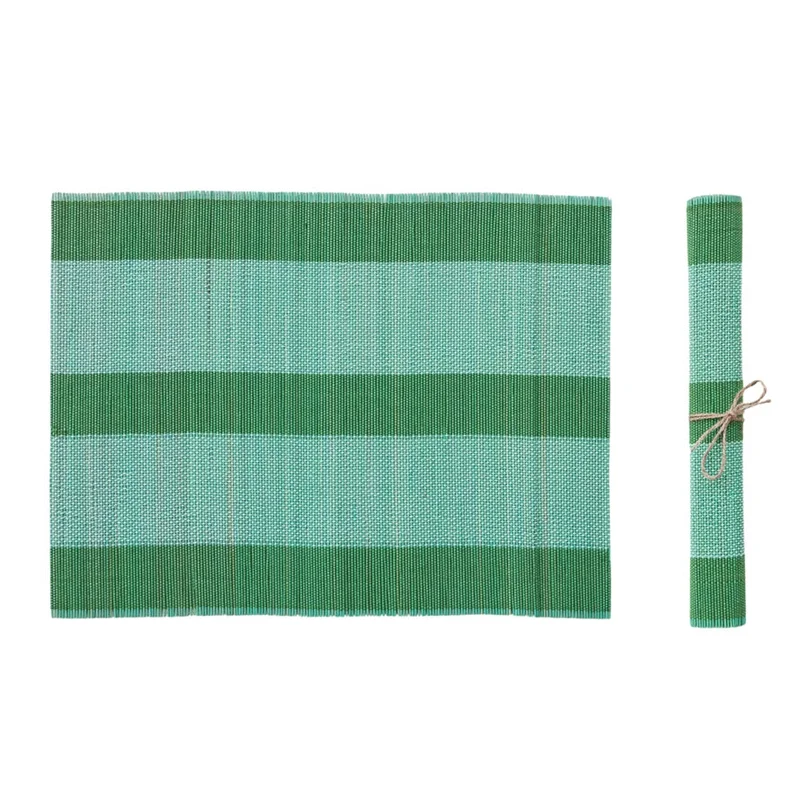 Hand-Woven Bamboo Placemat Set of 4 - Teal/Green