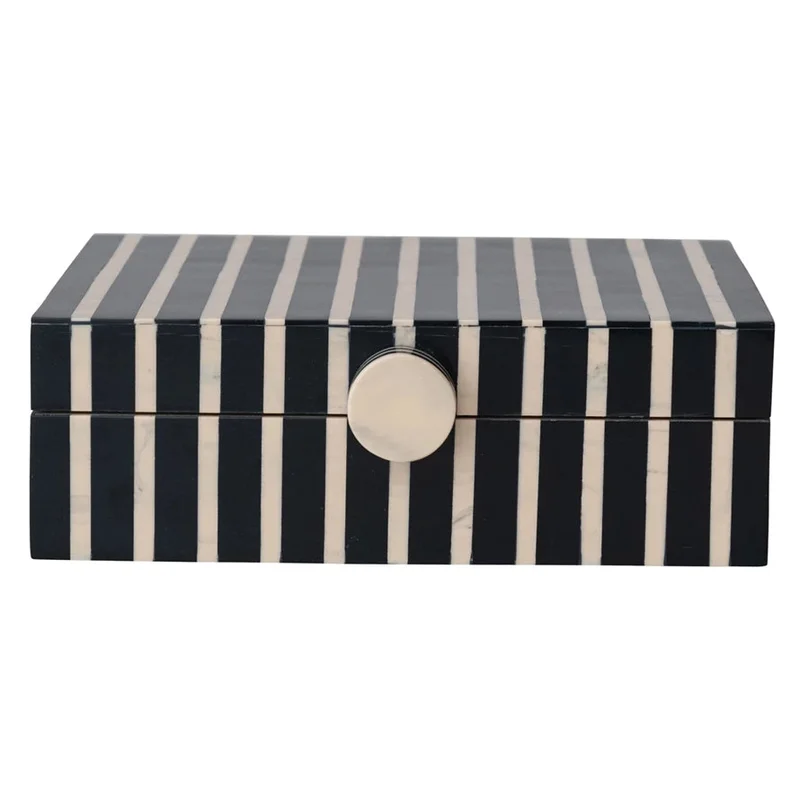 Handmade Mango Wood & Resin Striped Box