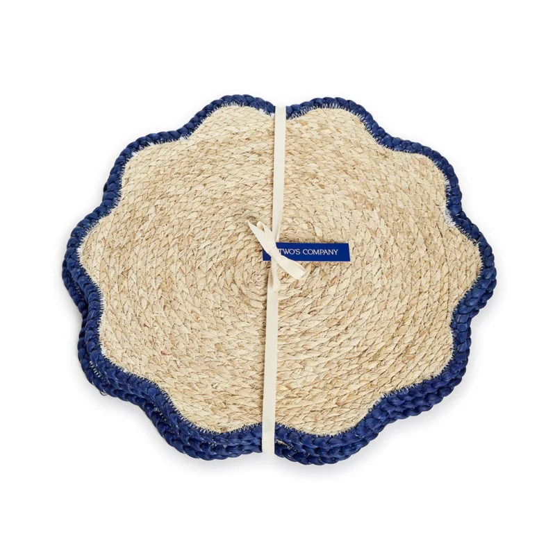 Handwoven Scalloped Edge Placemats, S/4
