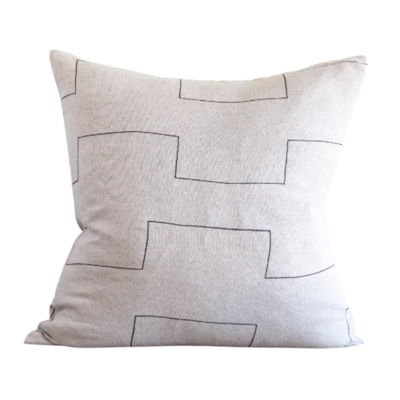 Harbor Light on Natural/Charcoal Pillow, 22" x 22"
