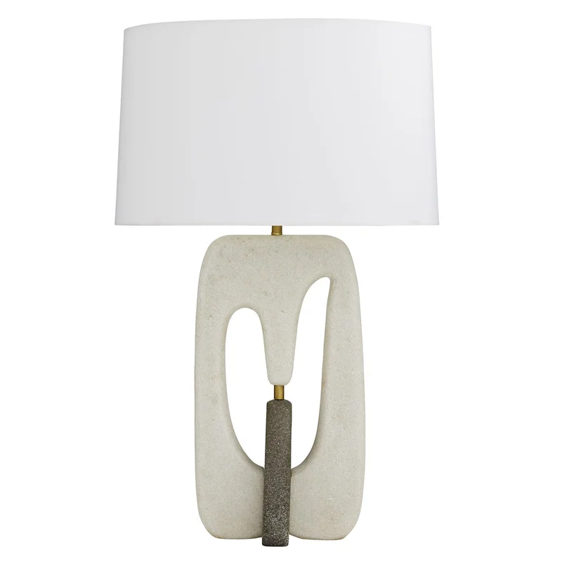 Harleen Lamp, White Ricestone, Charcoal Ricestone