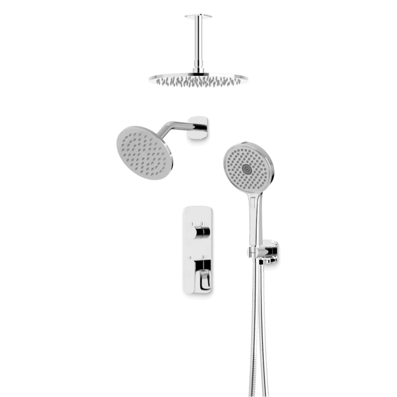 Harmony Thermostatic Shower Trim Kit with Wall & Ceiling Mount Shower Head, Hand Shower