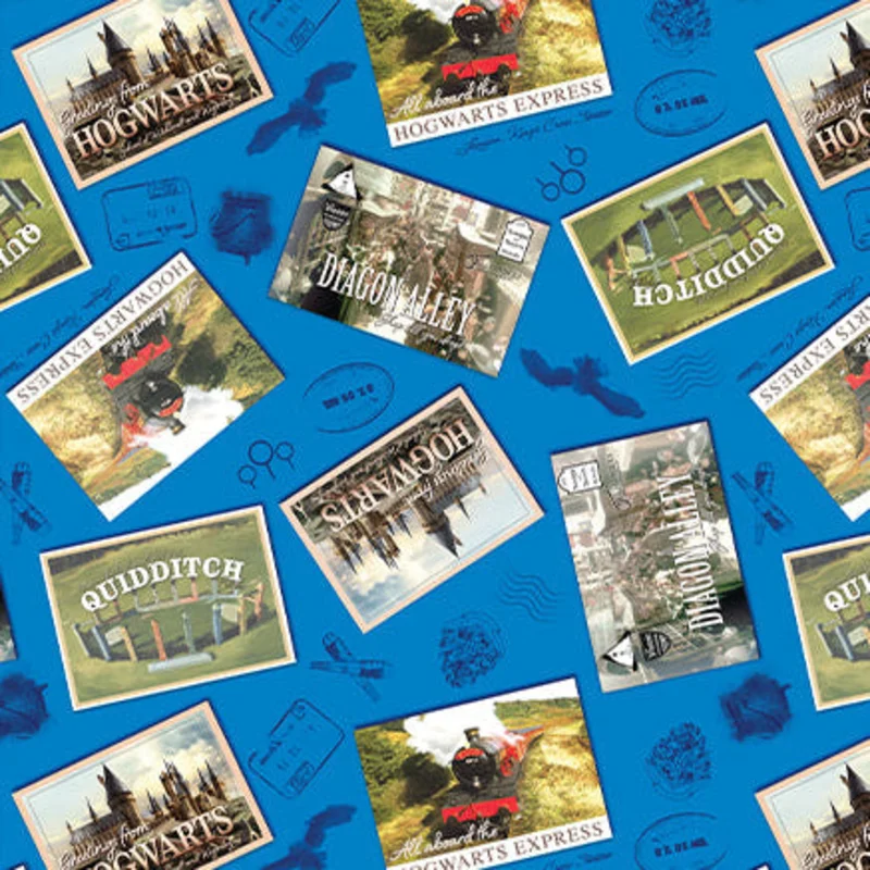 HARRY POTTER: Postcards-Royal Blue (1/4 Yard)