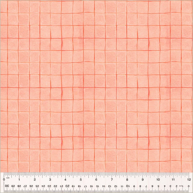Heather Ross BY HAND: Drawn Plaid-Salmon (1/4 Yard)