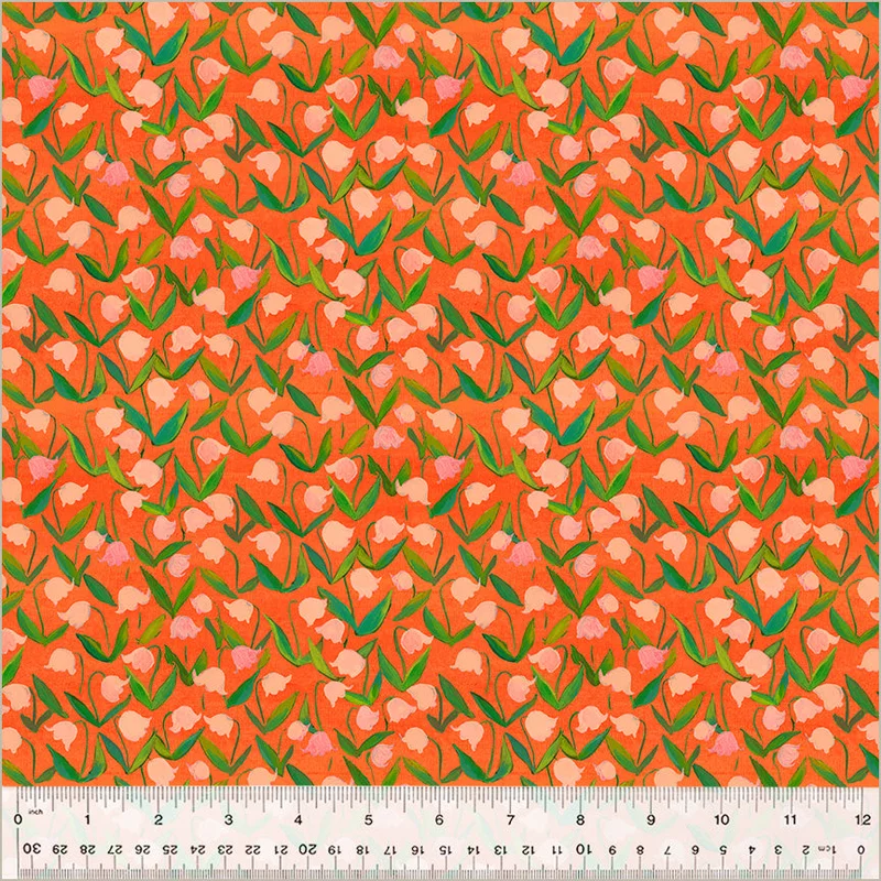 Heather Ross BY HAND: Flowerbed-Coral (1/4 Yard)