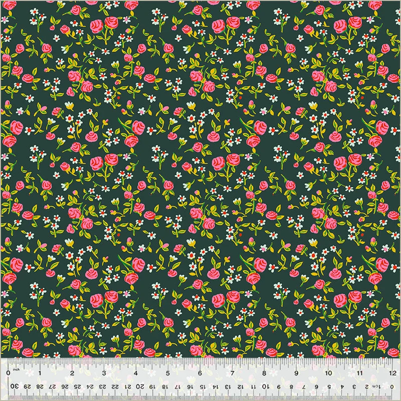 Heather Ross BY HAND: Mousy Floral-Pasture (1/4 Yard)