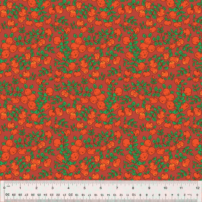 Heather Ross FORESTBURGH: Apples-Warm Red (1/4 Yard)