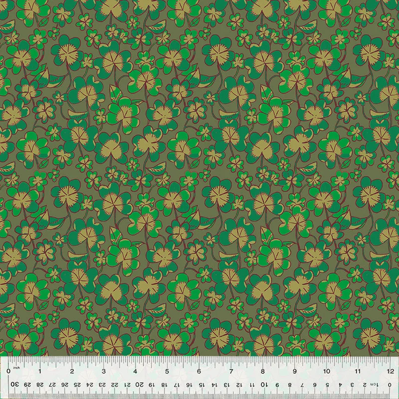 Heather Ross FORESTBURGH: Clover-Olive (1/4 Yard)