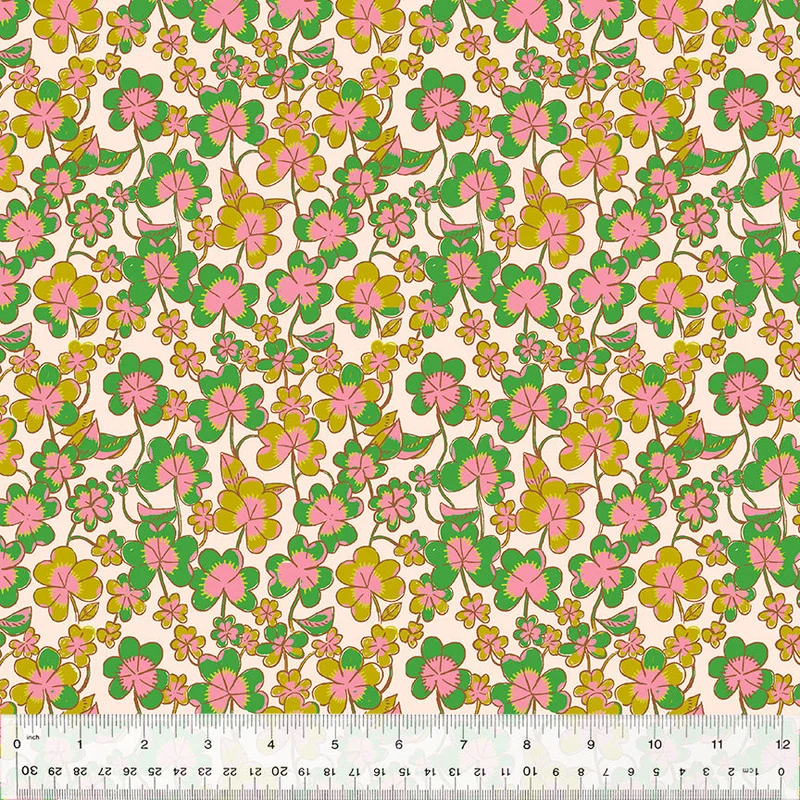 Heather Ross FORESTBURGH: Clover-Teal (1/4 Yard)