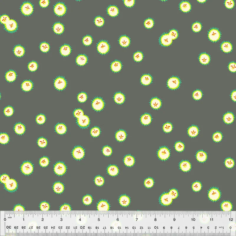 Heather Ross FORESTBURGH: Firefly-Dark Grey (1/4 Yard)