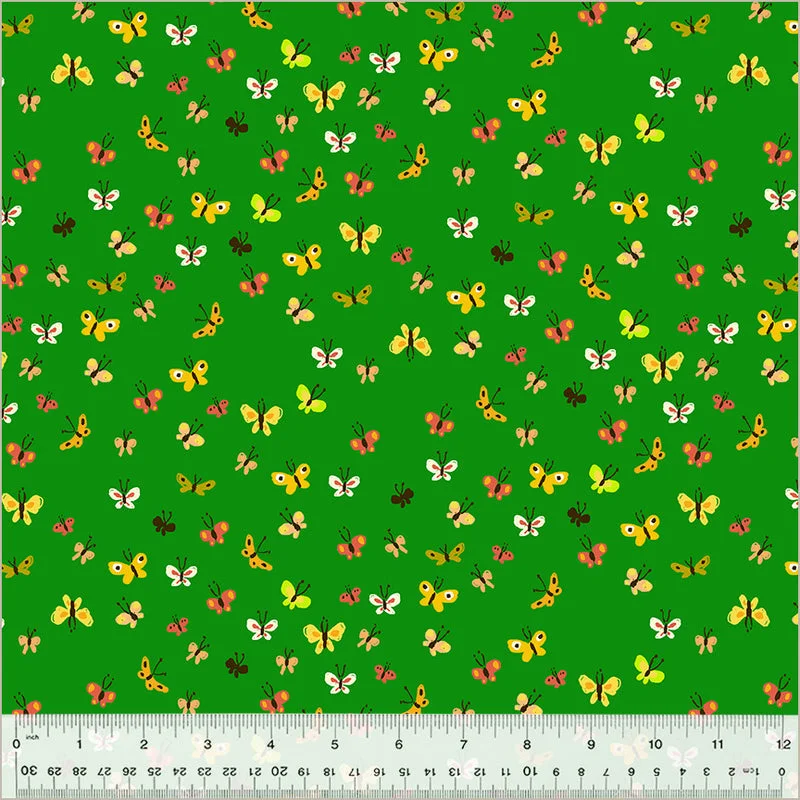Heather Ross STUDIO EDIT: Butterflies-Green (1/4 Yard)