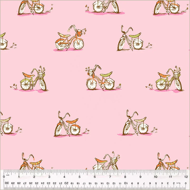 Heather Ross STUDIO EDIT: Dream Bike-Pink (1/4 Yard)