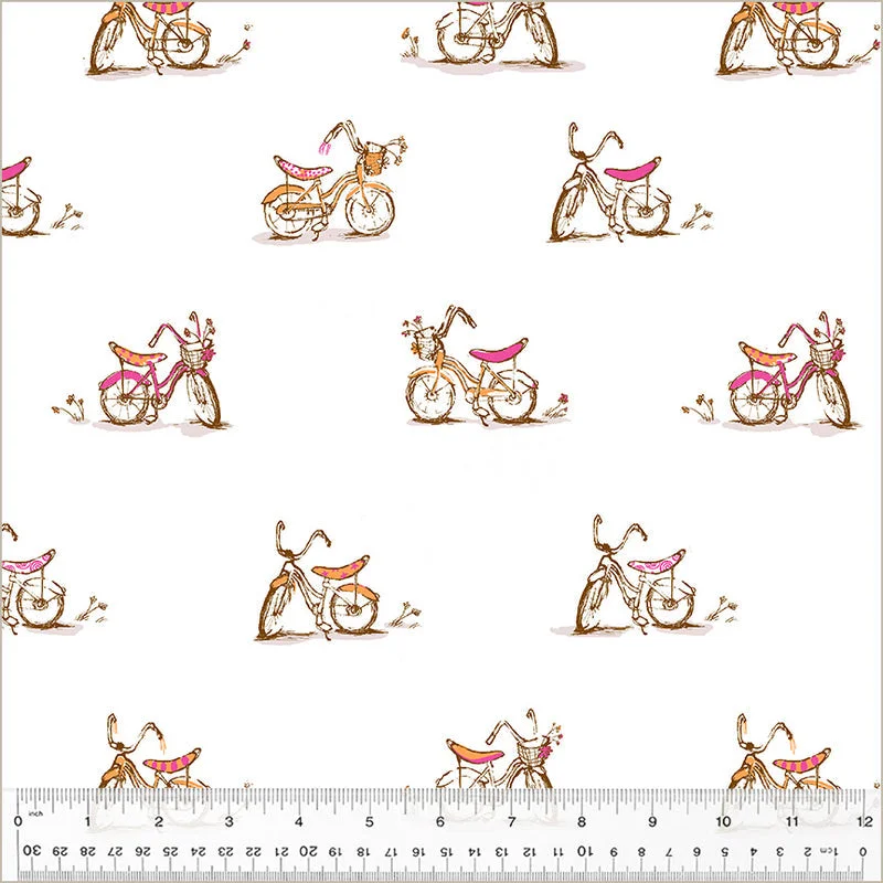 Heather Ross STUDIO EDIT: Dream Bike-White (1/4 Yard)