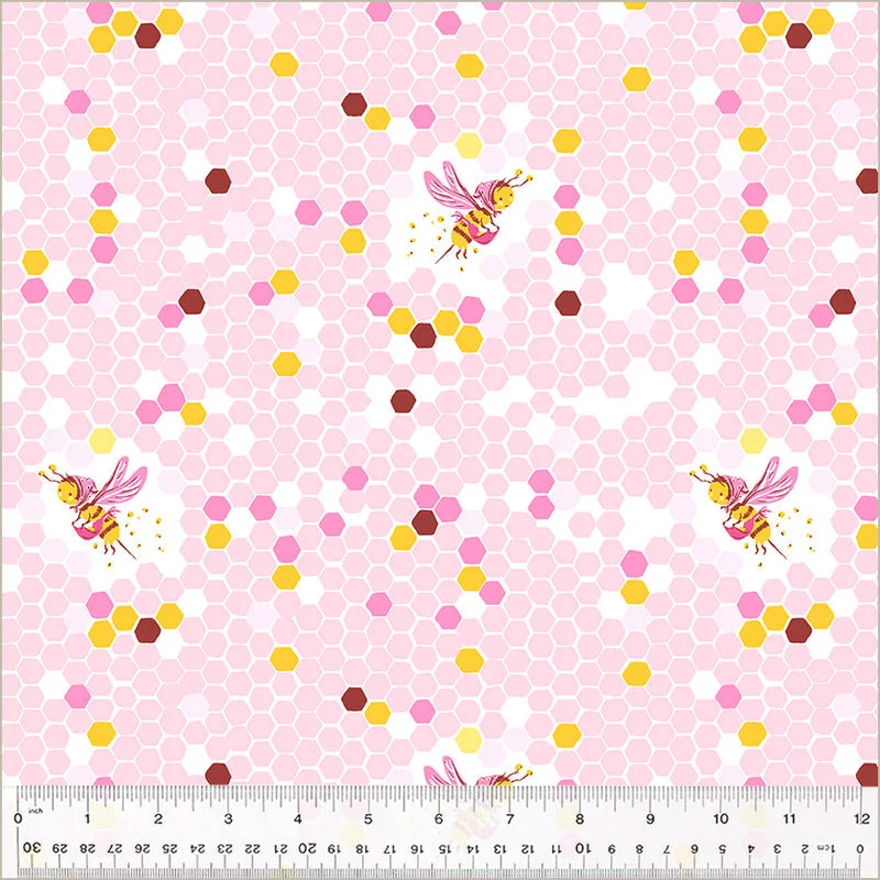 Heather Ross STUDIO EDIT: Hex Bee-Pink (1/4 Yard)