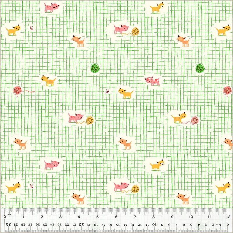 Heather Ross STUDIO EDIT: Kitten Plaid-Green (1/4 Yard)